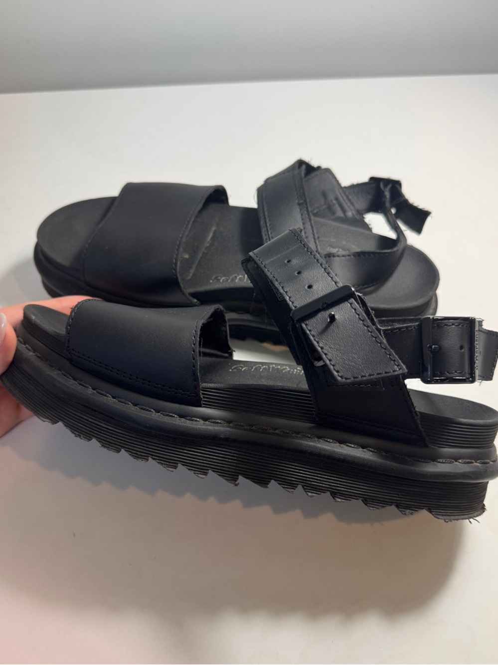 Dr. Martens Voss Hydra Black Leather Platform Sandals